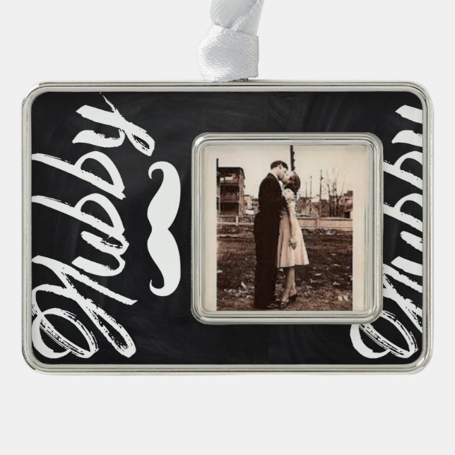Herr Mustache, frisch verheiratet, Groom Honeymoon Rahmen-Ornament Silber (Vorderseite)