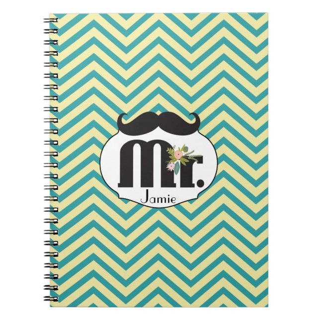 Herr Mustache Yellow and Green Notizblock (Vorderseite)