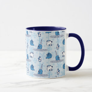 Herr Narwal Blaues Schneeflocken-Muster Tasse