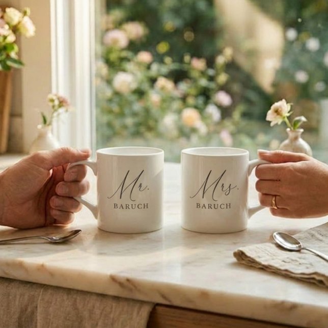 Herr Newlywed Elegant Script Espressotasse (Von Creator hochgeladen)