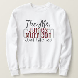 Herr Newlywed Modern Maroon Script Wedding Sweatshirt