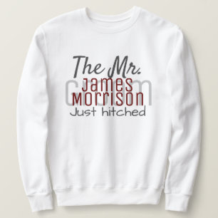 Herr Newlywed Modern Maroon Script Wedding Sweatshirt
