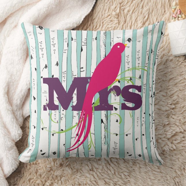 Herr oder Frau personalisiert Birch Tree Pillows Kissen (Decke)