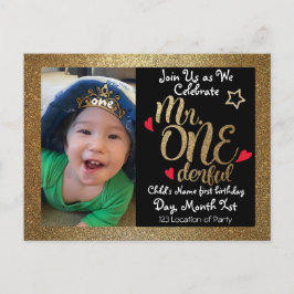 Herr One-derful Birthday Invites Einladungspostkarte