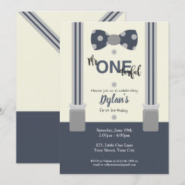 Herr One derful Marine and gray bow Krawatte Einladung