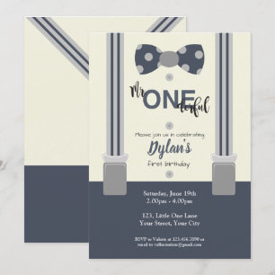 Herr One derful Marine and gray bow Krawatte Einladung