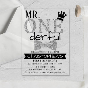 Herr ONEderful 1. Geburtstag Acryleinladungen