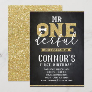 Herr Onederful 1. Geburtstag Einladung