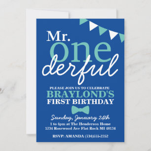 Herr Onederful 1st Birthday Changeable Colors Einladung