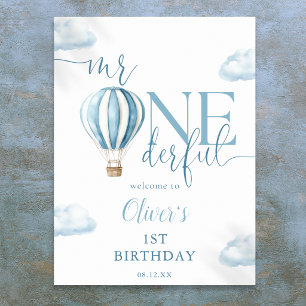 Herr Onederful Balloon Boy 1st Birthday Willkommen Poster