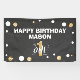 Herr Onederful Birthday Banner Boy Black Gold