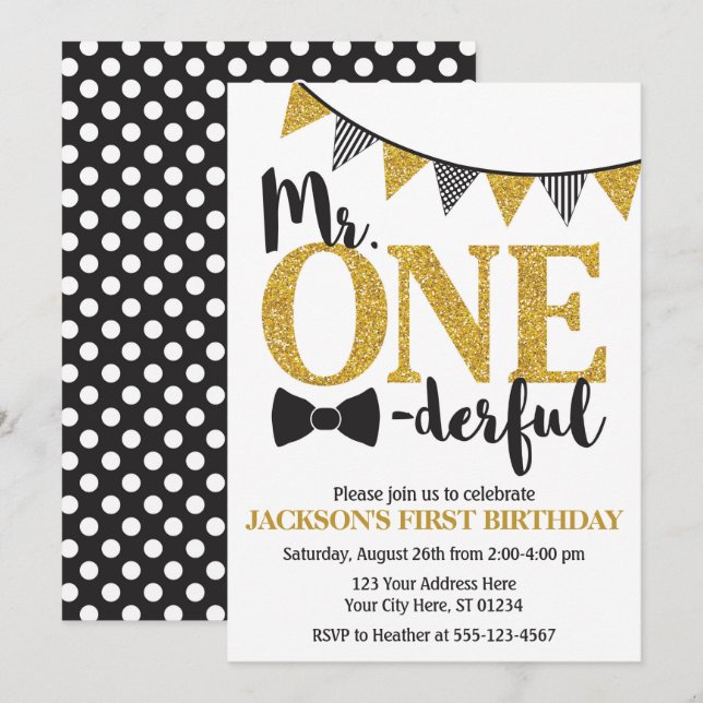 Herr ONEderful Birthday Einladung (Vorne/Hinten)