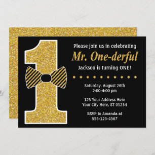 Herr ONEderful Birthday Einladung ・ Black and Gold