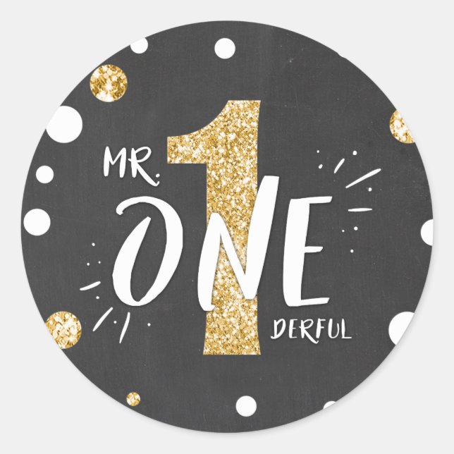 Herr Onederful Birthday Sticker Boy Black Gold (Vorderseite)