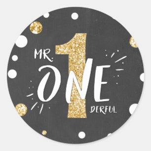 Herr Onederful Birthday Sticker Boy Black Gold
