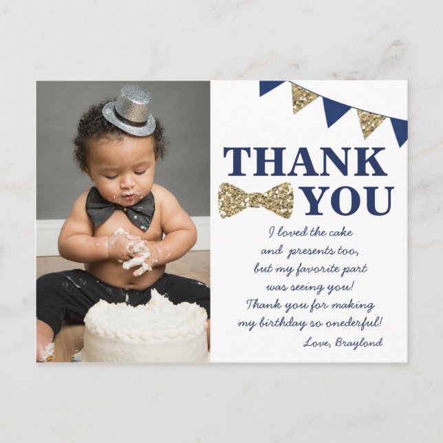 Herr Onederful Blue und Gold Vielen Dank, Postcard Postkarte (Vorderseite)
