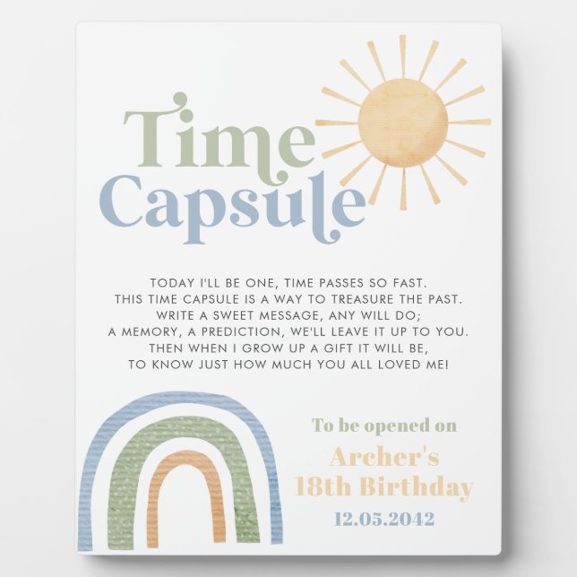 Herr Onederful Boys 1st Birthday Time Kapsel Unter Fotoplatte (Vorderseite)
