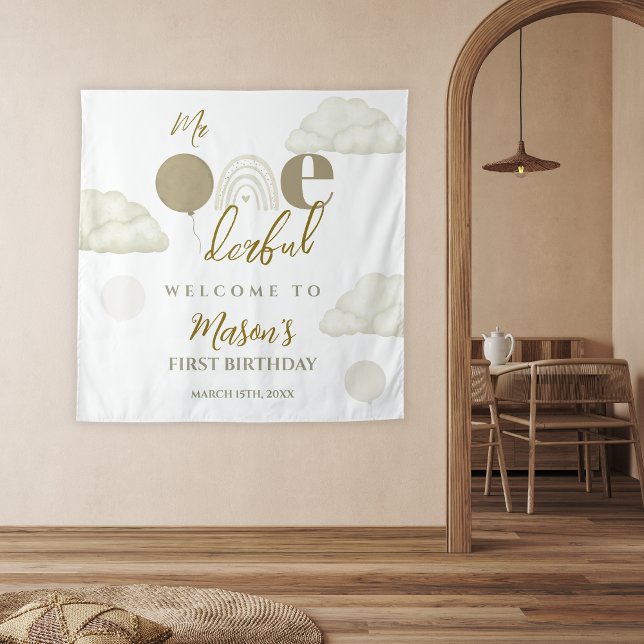 Herr Onederful Cloud Dream Boho Neutral 1. Geburts Wandteppich (Von Creator hochgeladen)