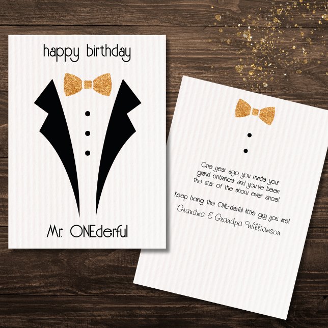 Herr ONEderful First Birthday Flat Card (Von Creator hochgeladen)