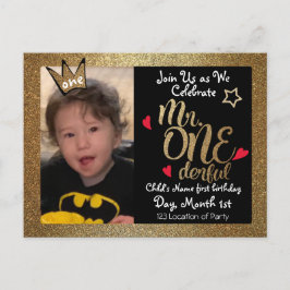 Herr Onederful First Birthday Invites Einladungspostkarte