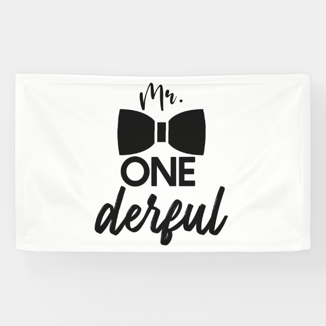 Herr ONEderful Herr Wonderful Erster 1. Geburtstag Banner (Horizontal)