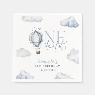Herr ONEderful Hot Air Ballon Boy 1st Birthday Blu Serviette