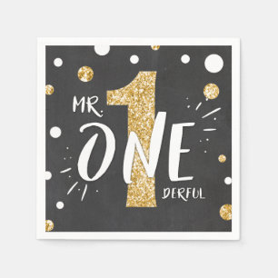 Herr Onederful Paper Napkins Boy Black Gold Serviette