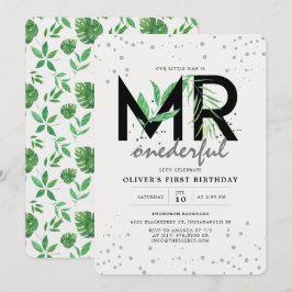 HERR Onederful Tropical Greenery Moderne 1. Geburt Einladung