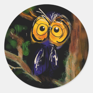 Herr Owl Runder Aufkleber