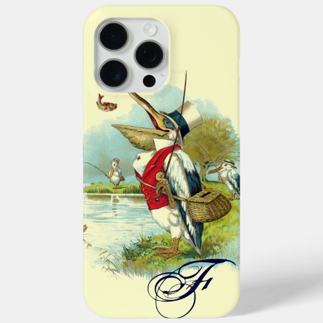 HERR PELICAN FISCHERMONOGRAM, Creme iPhone 15 Pro Max Hülle (Rückseite)