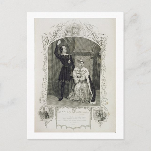 Herr Phelps als Hamlet und Frau Glyn als Königin G Postkarte (Vorderseite)