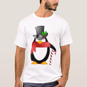 Herr-Pinguin mit Zylinder und Zuckerstange T-Shirt