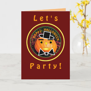 HERR PUMPKIN MIT PARTY-INVITÄT MIT TOP-HAT UND BOW KARTE