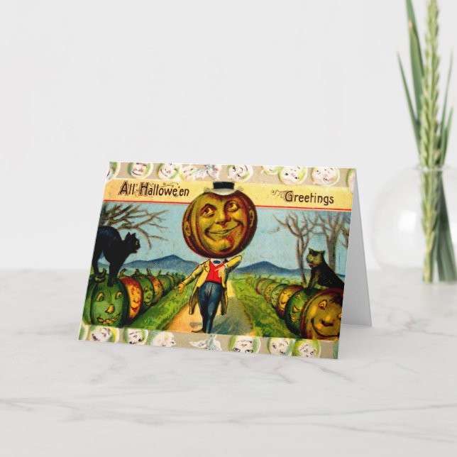 Herr Pumpkin (Vintage Halloween-Karte) Karte (Vorderseite)