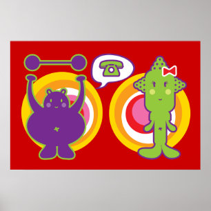 Herr Purple & Fräulein Green Süße Cartoon-Figur Poster