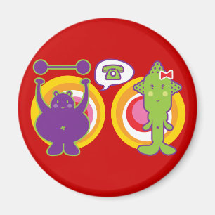 Herr Purple u. Fräulein Green Cute Cartoon Magnet