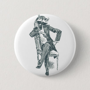 Herr Raccoon, 2 ¼ Zoll-runder Knopf Button