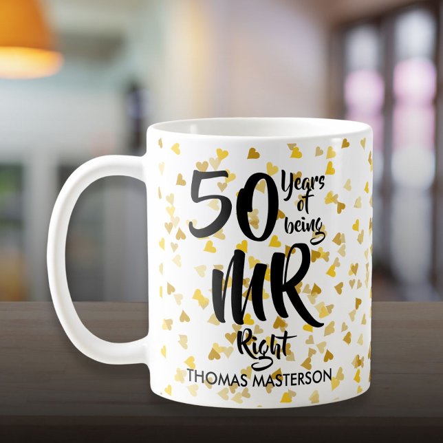 Herr Richtig und Frau immer Recht 50 Jahre Kaffeetasse (Mr Right and Mrs Always Right 50th Anniversary Coffee Mug)