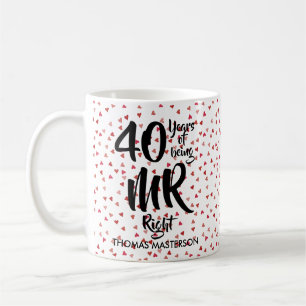 Herr Right 40 Jubiläum Ruby Hearts Confetti Kaffeetasse