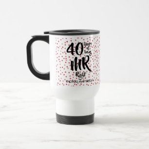 Herr Right 40 Jubiläum Ruby Hearts Confetti Reisebecher