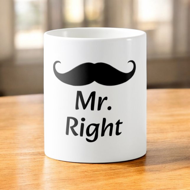 Herr Right Mustache Fun Matching Couple Kaffeetasse (Von Creator hochgeladen)