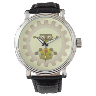 Herr Robot mit Steampunk Gear Heart Armbanduhr