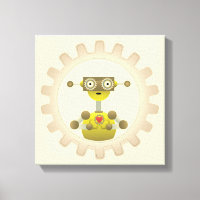 Herr Robot mit Steampunk Gear Heart Canvas Print