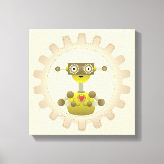 Herr Robot mit Steampunk Gear Heart Canvas Print Leinwanddruck