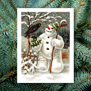 Herr Schneemann und Herr Krähe Postkarte