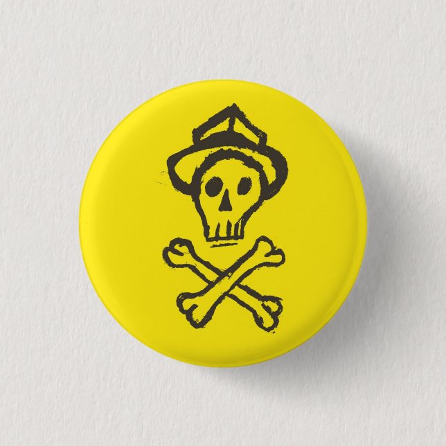 Herr Skullington - zitronengelb Button (Vorderseite)