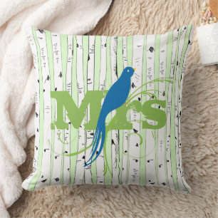 Herr Spring Green und Royal Blue Birch Tree Bird Kissen