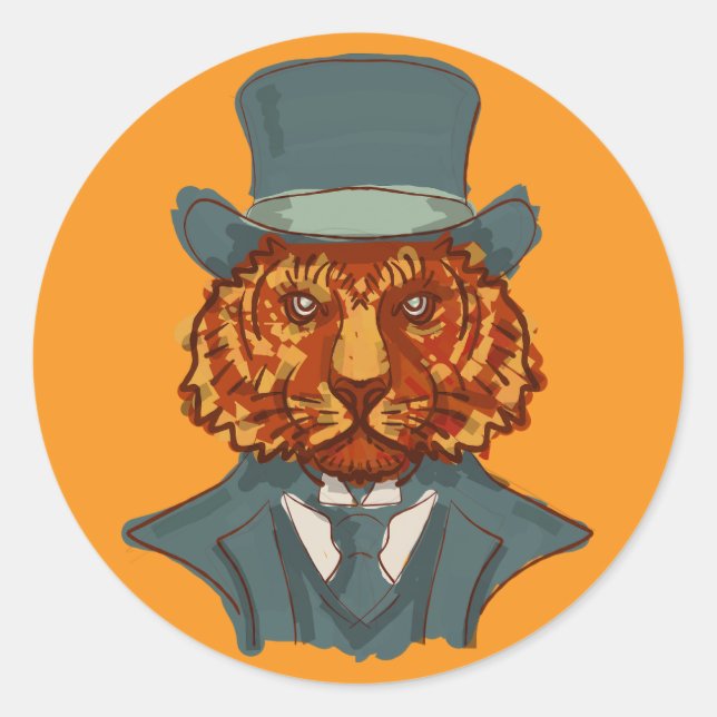 Herr Tiger Runder Aufkleber (Vorderseite)
