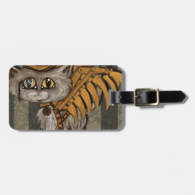 Herr Tipps Steampunk Cat Fairy Gepäckanhänger (Vorderseite horizontal)