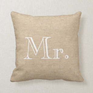Herr u. Frau Burlap Pillow Kissen